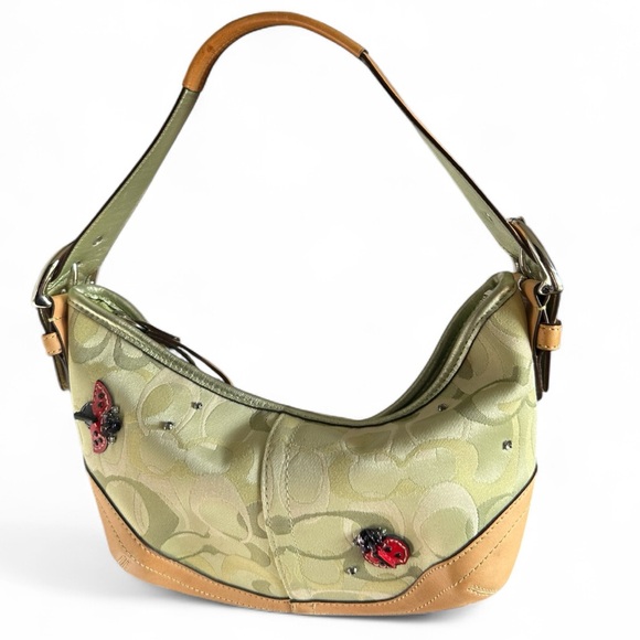 Coach 2004 Limited Edition Green Lady bug Soho Hobo Signature Optic Bag Rare - Picture 1 of 14